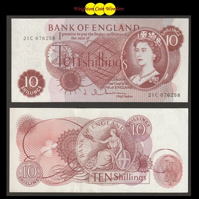1963 Bank of England Ten Shilling Note (21C)